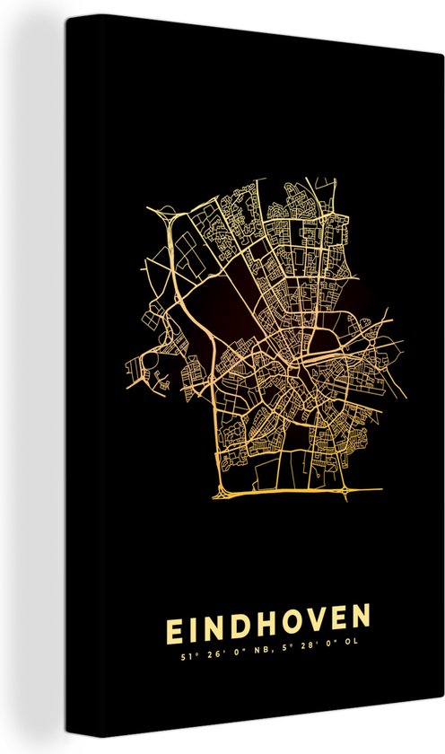 Toile Peinture Plan d'Etage - Carte - Plan de la Ville - Eindhoven - 60x90 cm - Décoration murale