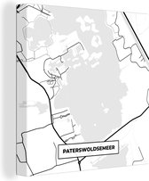 Canvas Schilderij Plattegrond - Kaart - Stadskaart - Groningen - Paterswoldsemeer - 20x20 cm - Wanddecoratie