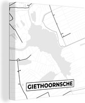 Canvas Schilderij Kaart - Giethoornsche - Plattegrond - Stadskaart - Nederland - 20x20 cm - Wanddecoratie