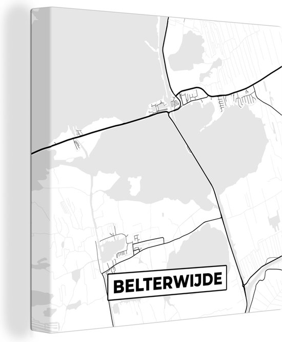 Canvas Schilderij Nederland - Kaart - Plattegrond - Belterwijde - Stadskaart - 50x50 cm - Wanddecoratie