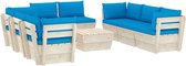 Medina 9-delige Loungeset met kussens pallet vurenhout