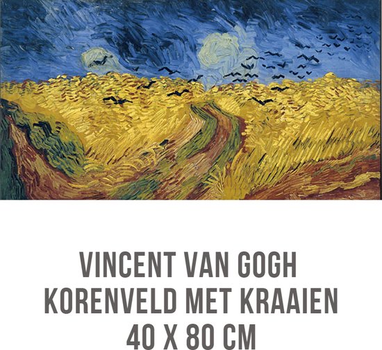 Canvas Vincent Van Gogh Korenveld Kraaien - Expressionisme - Kleur - 40x80cm