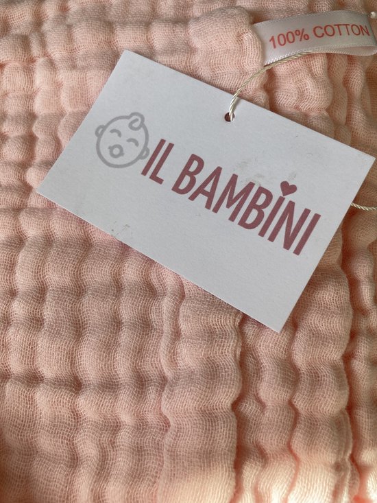 IL BAMBINI - Inbakerdoek - 6 laags mousseline deken voor pasgeboren baby - Roze