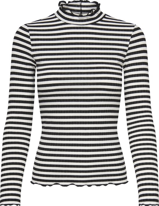 Jacqueline de Yong T-shirt Jdyfransiska L/s Stripe Top Jrs Noo 15266442 Black/cd Stripe Dames Maat - XS