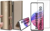 Hoesje geschikt voor Samsung Galaxy A53 - Book Case Spiegel Wallet Cover Hoes Goud - Tempered Glass Screenprotector