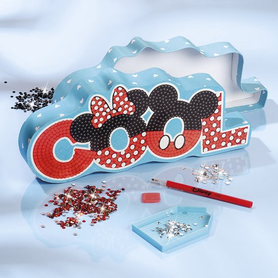 Totum Disney Mickey coole opbergdoos sieradendoos versieren - 30 cm home deco incl. 800 strass steentjes cadeau tip