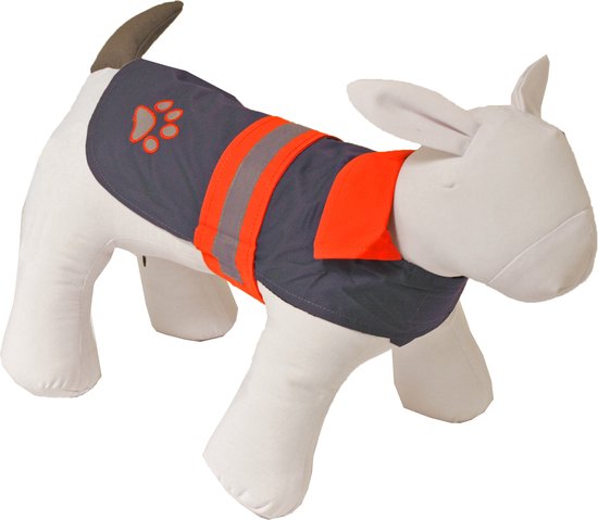 Boony Dog fashion - Honden regenjas Safety met reflectie - Kleur: grijs/oranje - 20 cm.