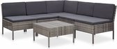 Medina 6-delige Loungeset met kussens poly rattan grijs