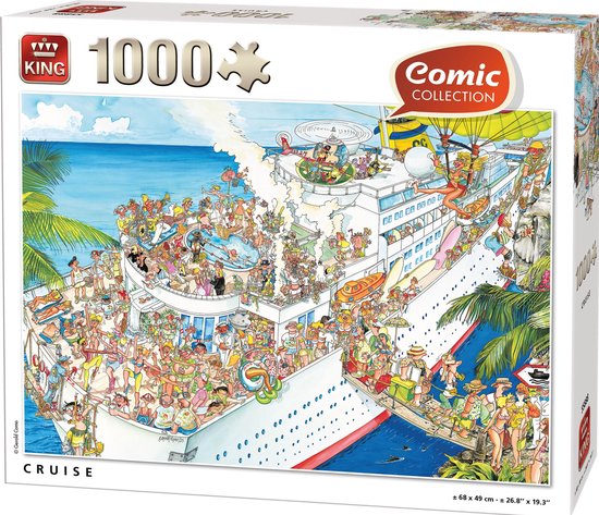 King Comic Vakantie Puzzel - Cruise Boot - Cartoon Legpuzzel 68 x 49 cm1000 Stukjes - King