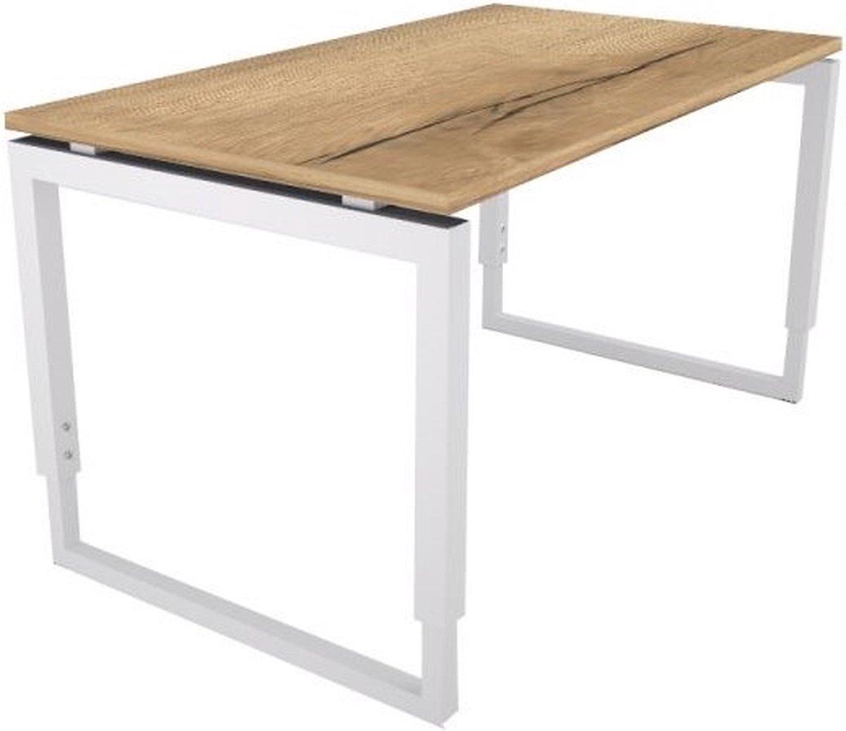 Offeco Bureau Harlow - Bureau - Bureautafel - Vergadertafel - Gaming bureau - Game bureau - Computertafel - Desk - Bureau Wit - Verstelbaar bureau - Gaming Desk - Bureau tafel - Bureau verstelbaar -  Natuur eiken  - 120x80cm-- blad-  onderstel- x80