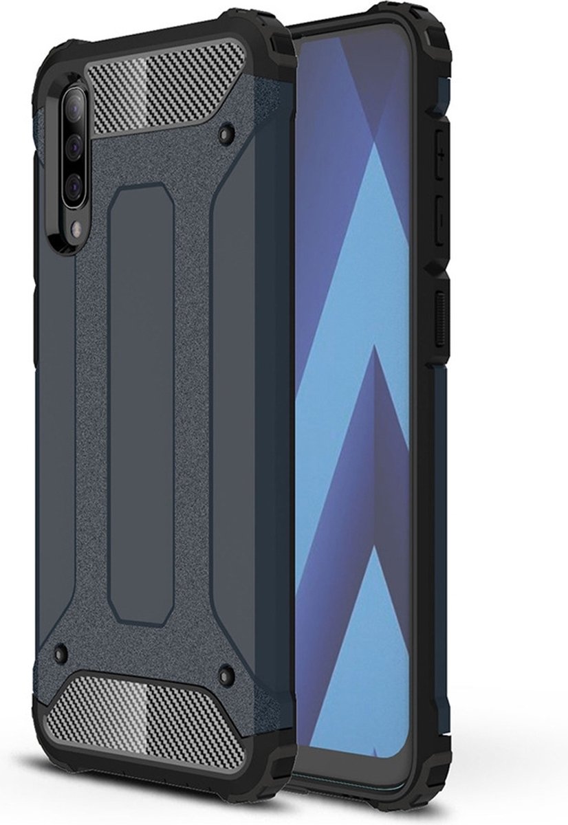 Mobigear Hoesje geschikt voor Samsung Galaxy A50 Telefoonhoesje Hardcase | Mobigear Outdoor Backcover Shockproof | Schokbestendig Galaxy A50 Telefoonhoesje | Anti Shock Proof - Marineblauw
