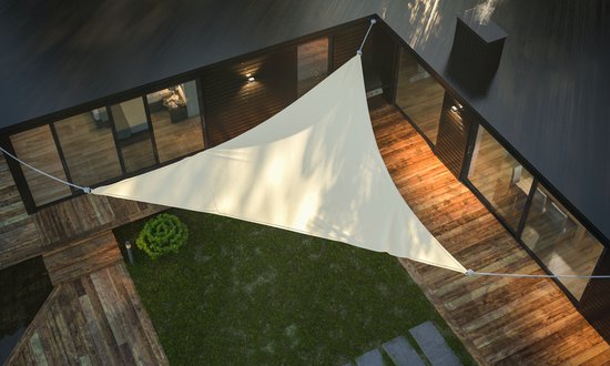 CoolHome Shade Cloth Waterproof - Toile d'ombrage imperméable Driehoek- Toile d'ombrage 3,6 x 3,6 x 3,6 mètres - Crème