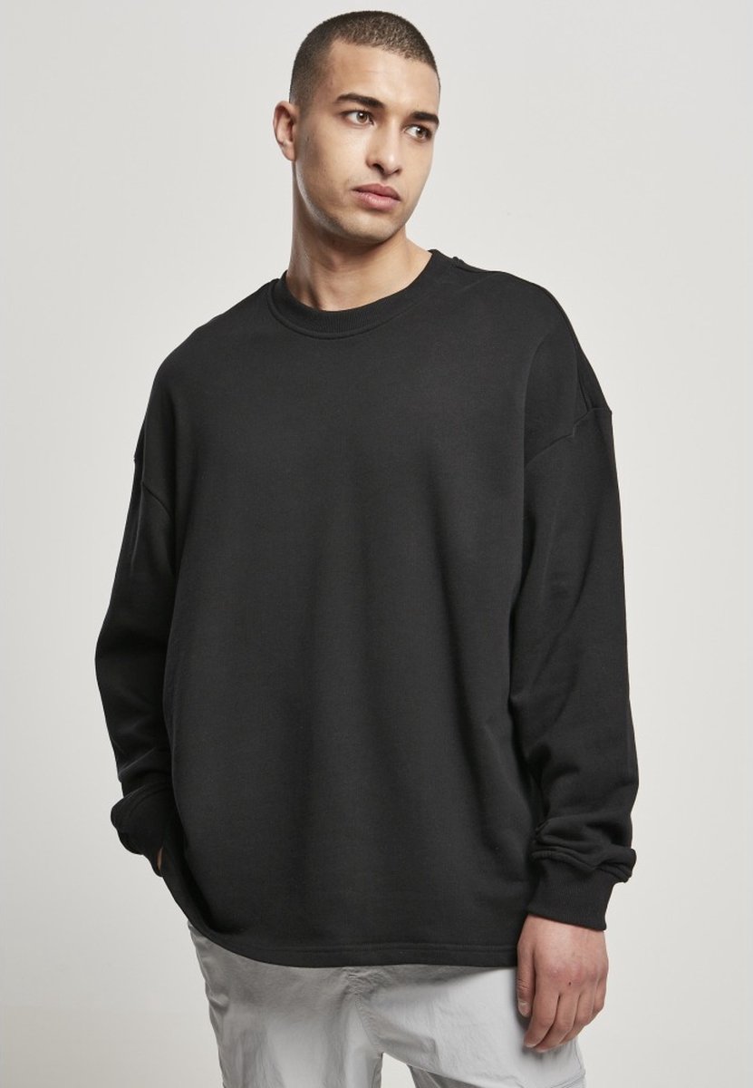 Urban Classics Organic Oversized Boxy Crewneck sweater/trui S Zwart