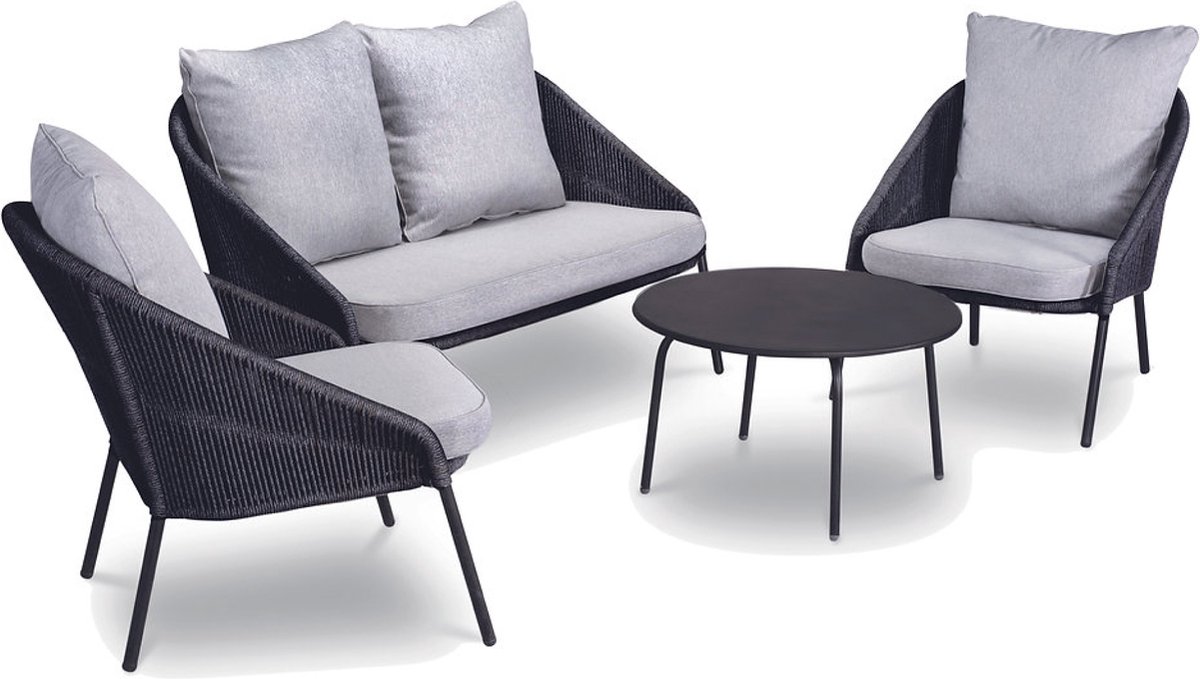 DKS tuinset Teon - sofa tuinset - loungeset donker grijs incl. kussens