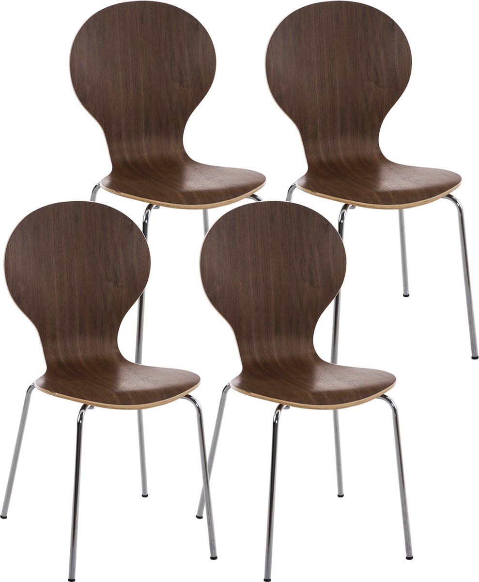 Set van 4 natuurlijke retro stapelstoelen