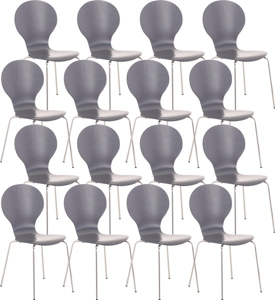 CLP Diego Set van 16 bezoekersstoelen grijs