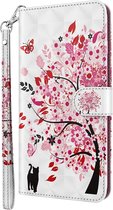 Poes roze boom agenda wallet case hoesje Telefoonhoesje geschikt voor Samsung Galaxy A53