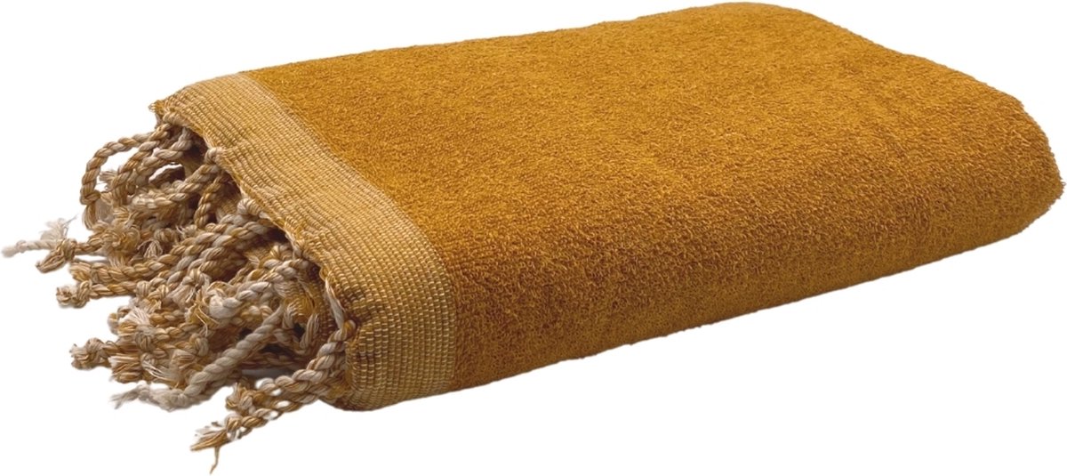 Foutas - strandlaken - hamamdoek - Jaune Motarde - mosterdgeel - 200 cm op 100 cm