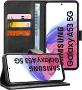 Hoesje geschikt voor Samsung Galaxy A53 - Book Case Leer Wallet Cover Portemonnee Pasjeshouder Hoes Zwart