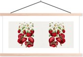 Porte-affiche avec affiche - Affiche scolaire - Nourriture - Fraise - Fruit - 120x60 cm - Lattes vierges