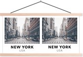 Posterhanger incl. Poster - Schoolplaat - New York - Amerika - Weg - 150x75 cm - Blanke latten