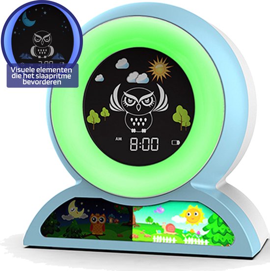 Owly Kinderwekker - Slaaptrainer Kinderen - Digitaal - Met Ring Lamp - Slaapwekker - 8 Slaapgeluiden