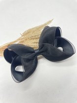 Organza XL haarstrik - Kleur Zwart - Haarstrik - Glanzende haarstrik  - Bows and Flowers