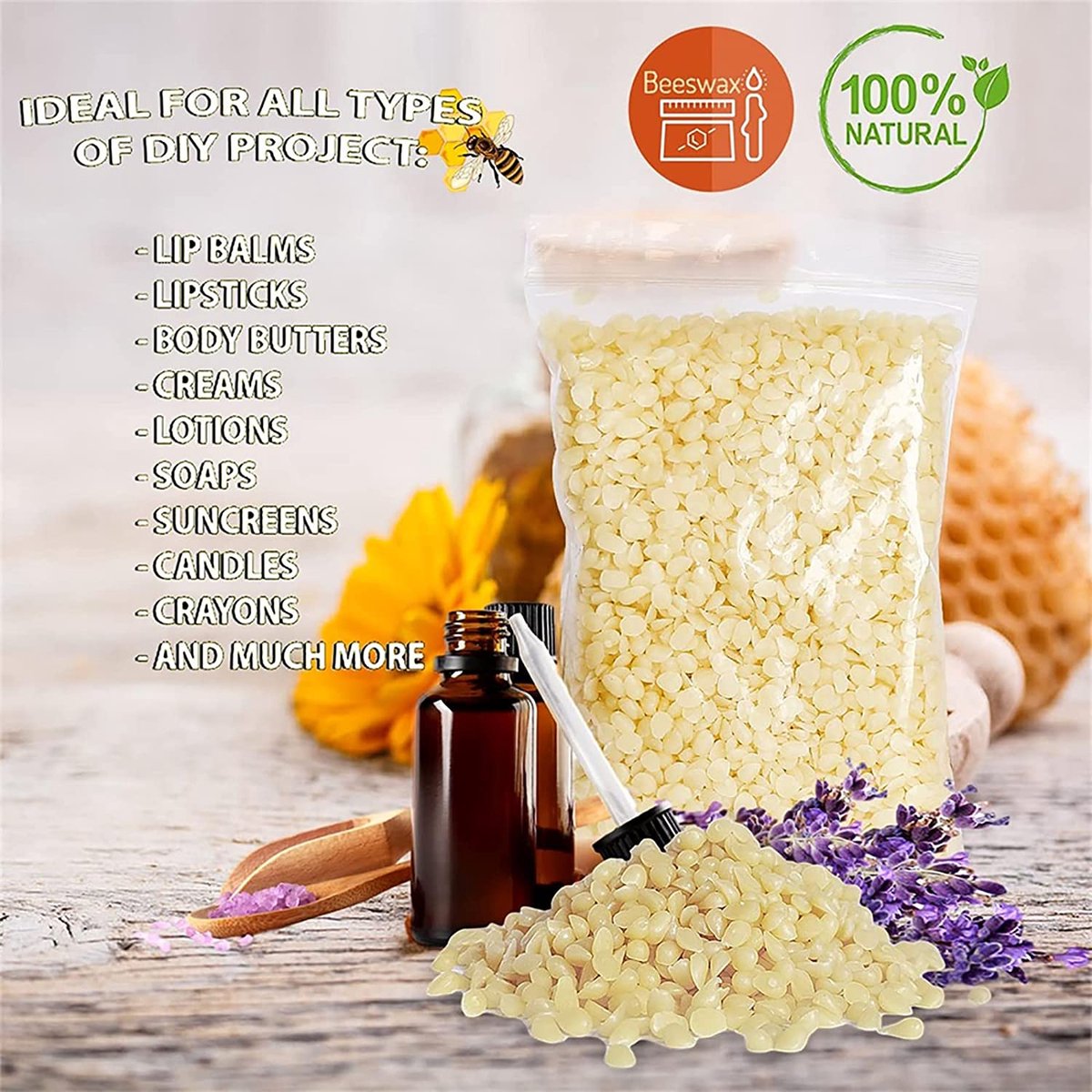 Kaarsen maken Kit, kaars beginners DIY Starter Set om kaars,Geurkaars DIY Set met Wax Smeltkan/Pot, Bijenwas, Wicks, Wick Stickers, Kaars Blikken en meer — afbeelding 2