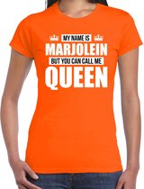 Naam cadeau My name is Marjolein - but you can call me Queen t-shirt oranje dames - Cadeau shirt o.a verjaardag/ Koningsdag XL