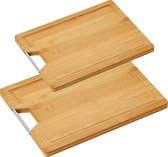 Bamboe houten snijplanken voordeel set 23 x 33 en 28 x 38 cm - 2 stuks in verschillende maten - Keuken spullen