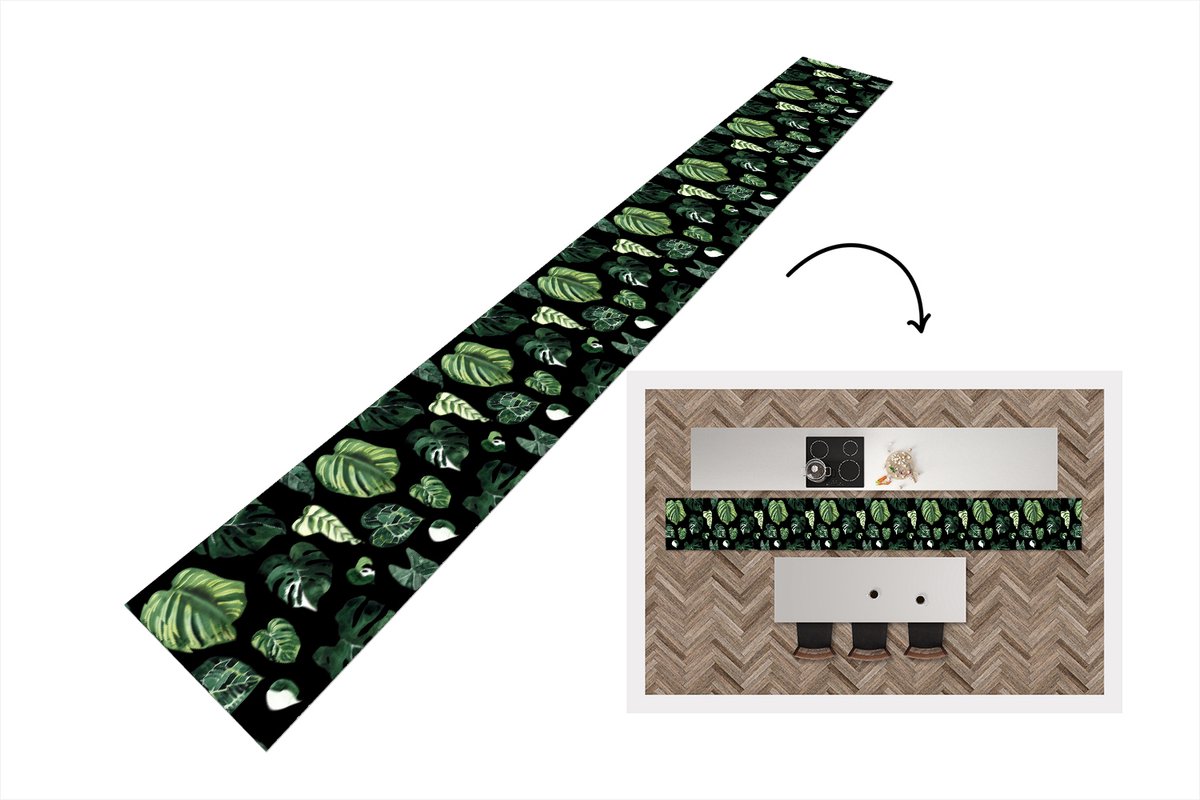 KitchenYeah Keukenloper - Keukenmat - Patronen - Bladeren - Planten - 480x60 cm - Keuken vloerkleed Multicolor
