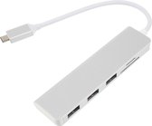 Peachy Multifunctionele 5-in-1 USB-C Hub met TF SD Card Reader 3 USB 3.0 voor MacBook - Aluminium