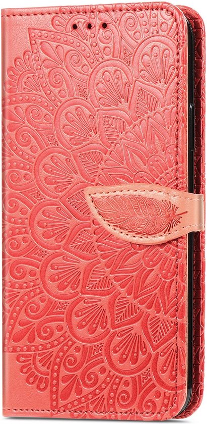 Peachy Wallet Bookcase Étui mandala en similicuir pour iPhone 13 Mini - Rouge