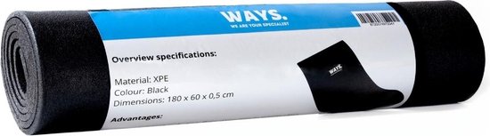 WAYS. Budget Fitnessmat - 160 x 60 x 0,5 cm - Zwart
