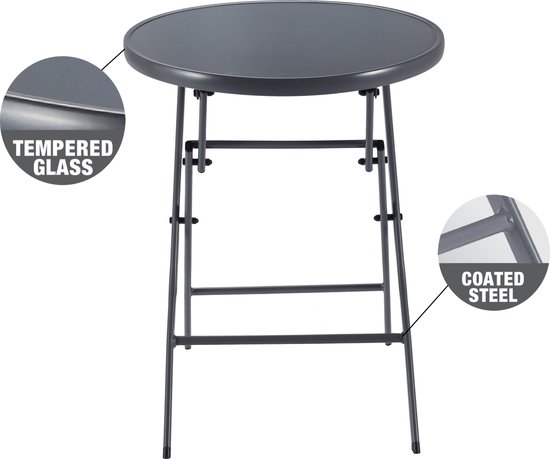 Synthetische ronde tuintafel met opklapbaar blad geschikt voor