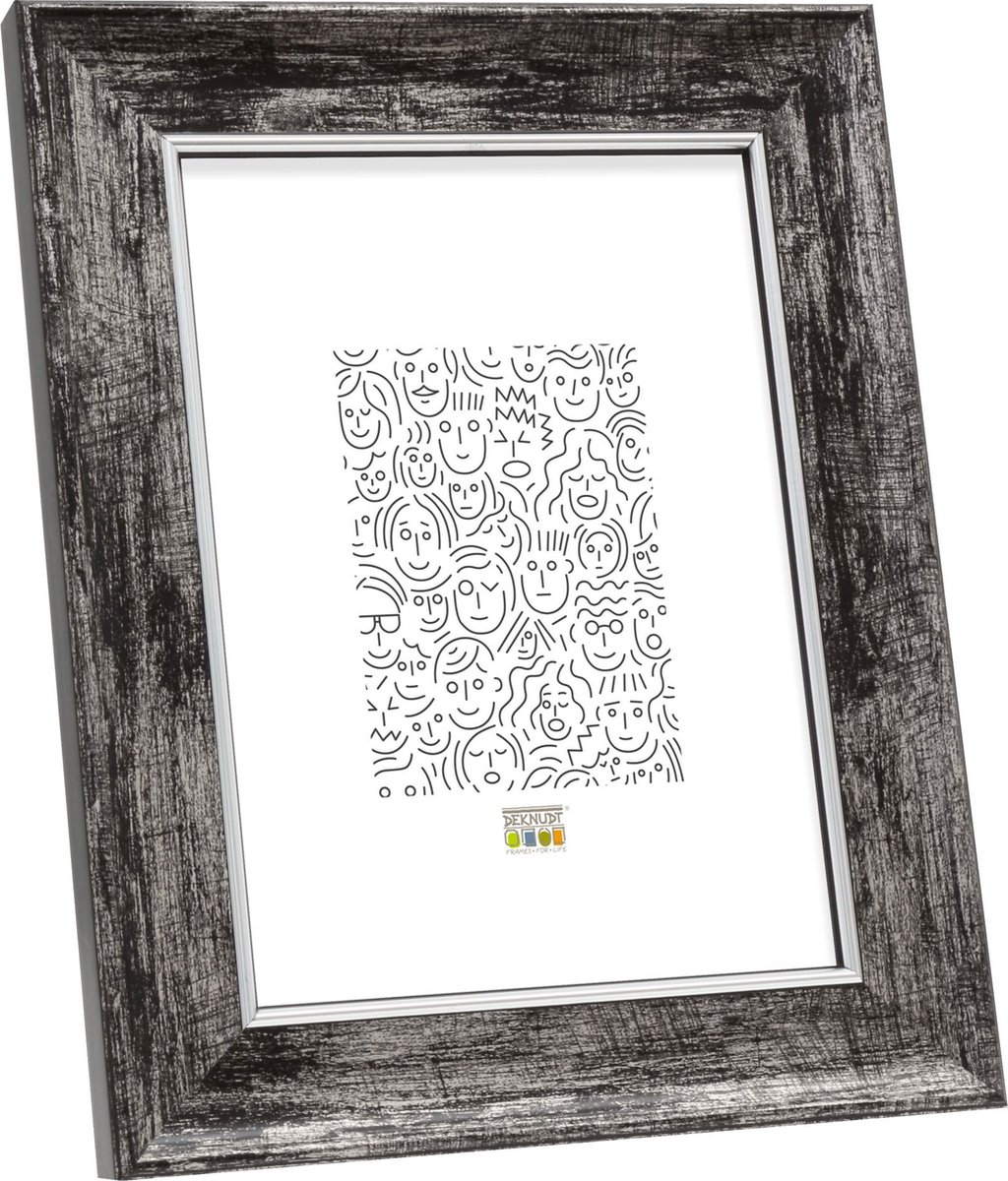 Deknudt Frames fotolijst S46EE2 - zwart met zilver biesje -10x15 cm