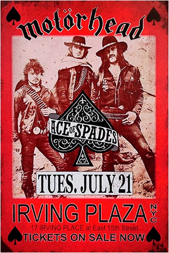 Signs-USA - Concert Sign - metaal - Motorhead - Ace of Spades - 20 x 30 cm