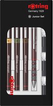 rOtring Isograph Junior pennenset met technische pennen en vulpotlood | 3 fineliners (0,2 mm, 0,3 mm, 0,5 mm) en Tikky mechanisch vulpotlood (0,5 mm) plus inktpatronen | 8 stuks