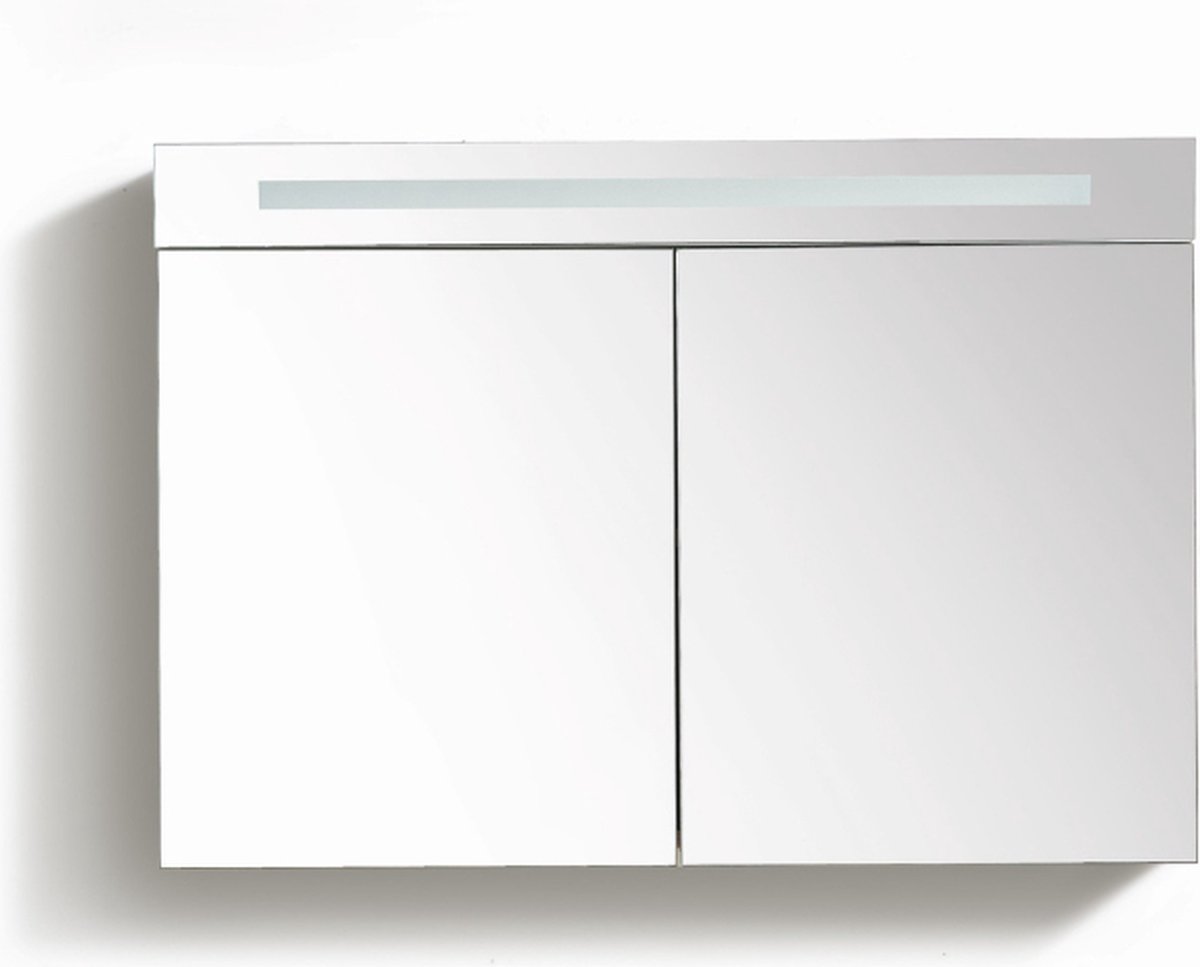 QUALITA-LINE SPIEGELKAST MET LED VERLICHTING INCL. OPBOUW STOPCONTACT SCHAKELAAR 80 (HOOGGLANS WIT)