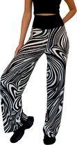 Zebra print broek dames - hoge taille - flared - zebra - XL