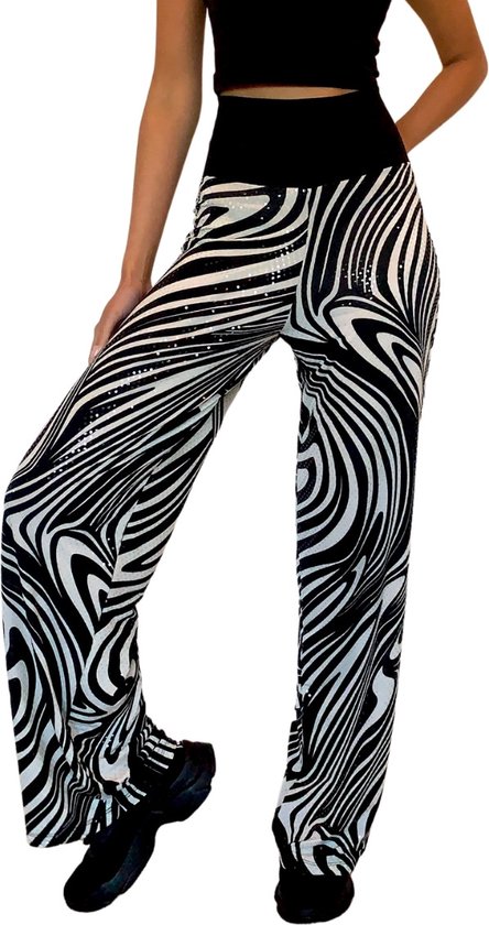 Zebra print broek dames - hoge taille - flared - zebra - XL | bol.com