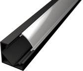 Leddle - Aluminium Hoekprofiel Zwart Voor Led Strip, Inclusief Dekking Voor Profiel-Slim line -100CM (1M)