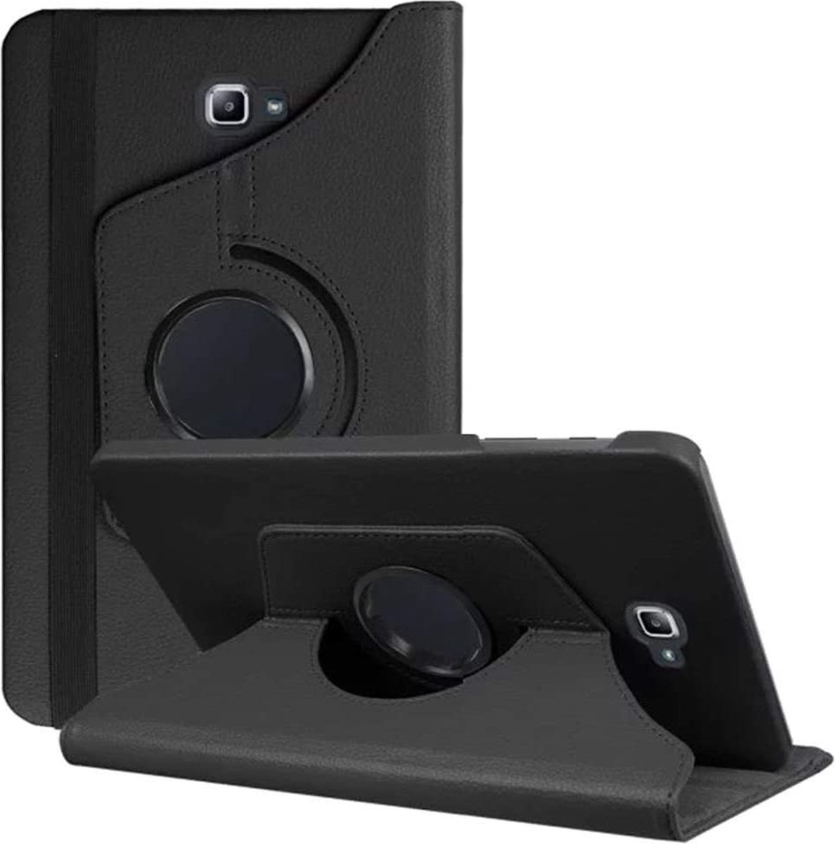 DrPhone SCS1 PU lederen 360 graden Roterende Case – Geschikt voor Galaxy Tab S7 FE (T730/S7Plus T970) - Standaard Cover - Zwart