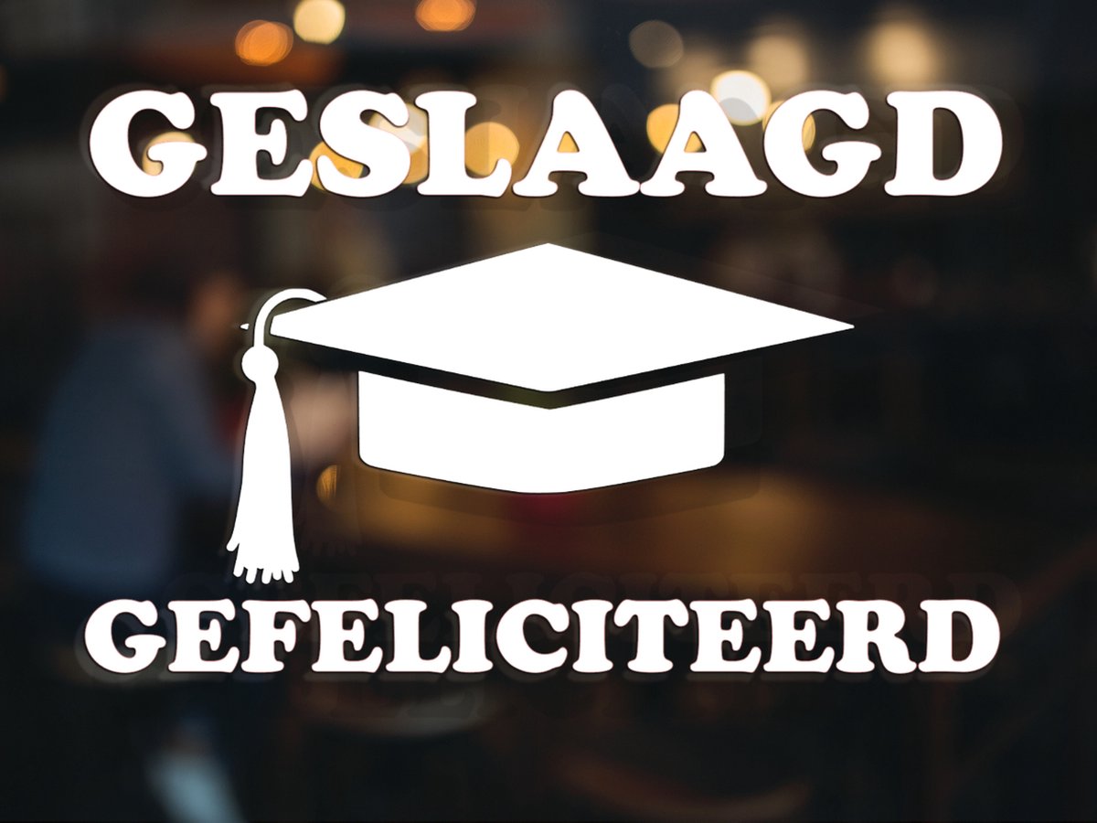 Geslaagd Gefeliciteerd raamsticker, examen, geslaagd, raamsticker. | bol