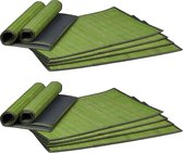 Relaxdays 12x placemat groen - rechthoekige bamboe onderleggers - tafelonderleggers - stof