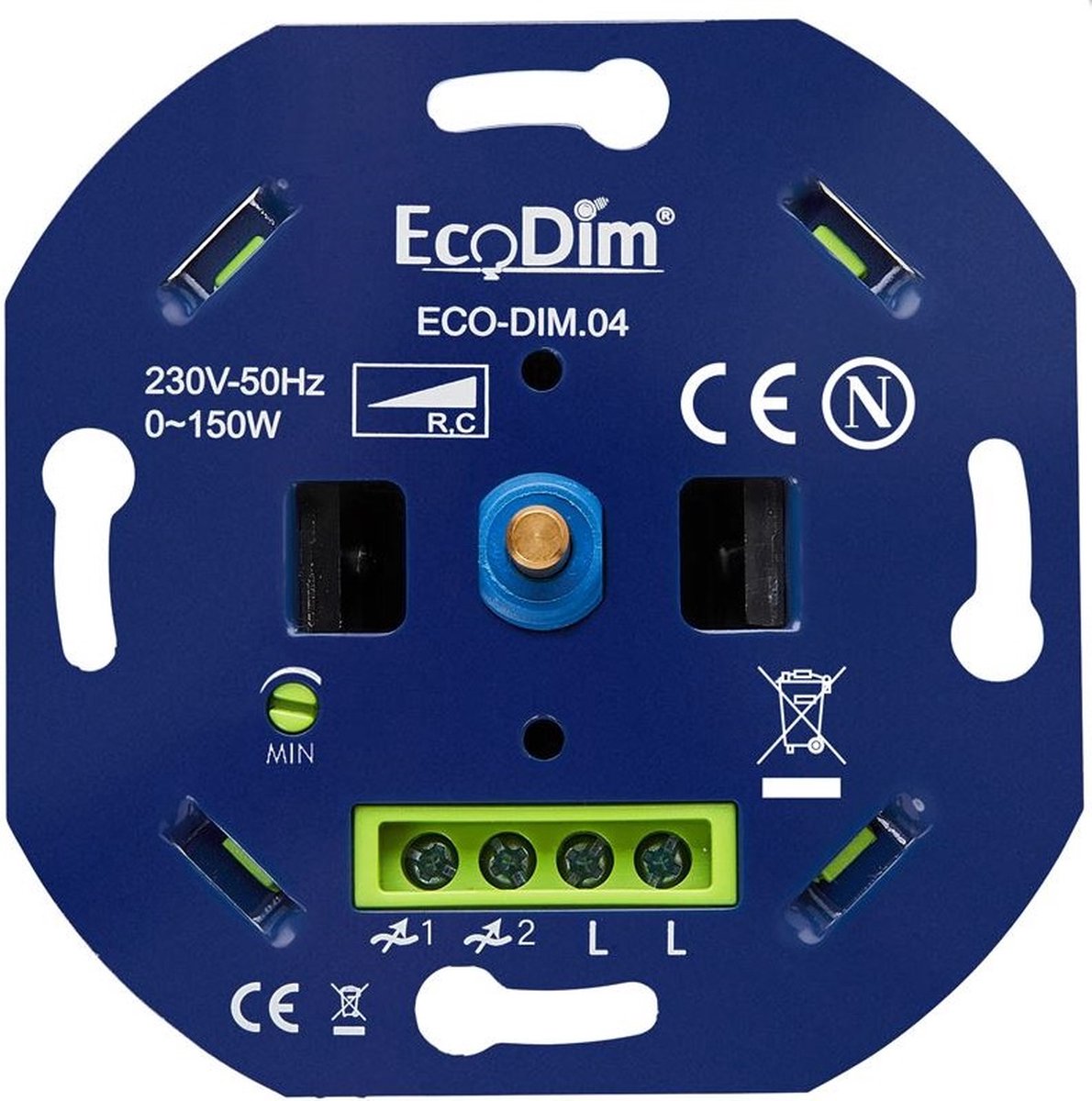 Basic LED Dimmer Inbouw Fase Afsnijding, 0150W, Drukdraai