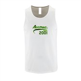 Witte Tanktop met Groene print "Awesome 2001 “ size XL