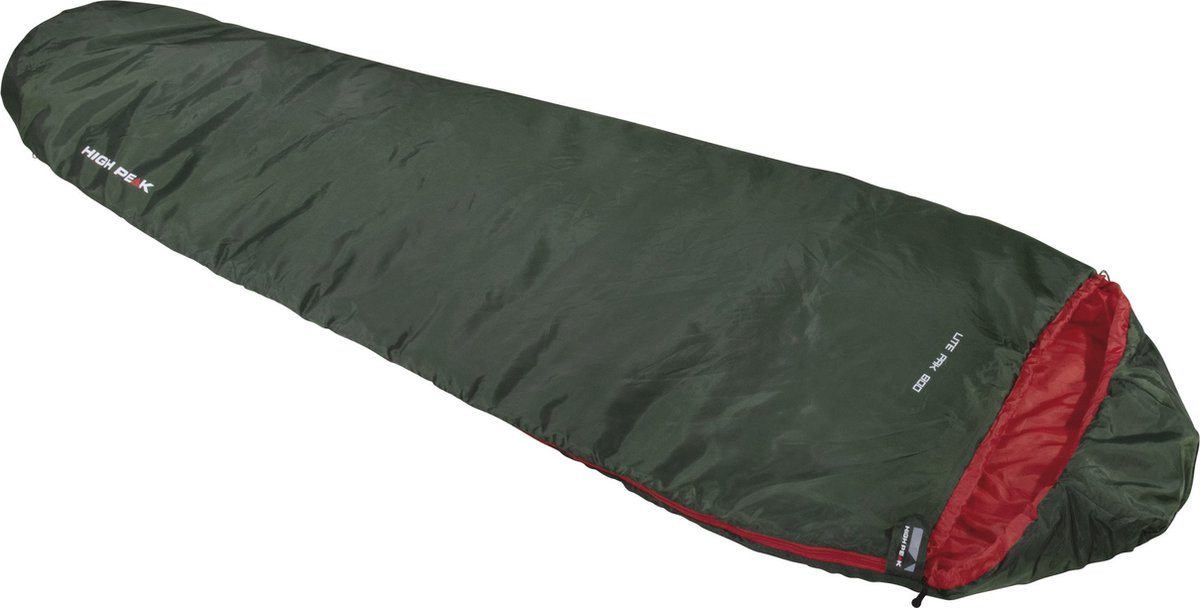 High Peak Lite Pak 800, lichtgewicht-mummieslaapzak, groen, voor volwassenen, 2-seizoenen (lente-zomer), temperatuur +12°C, ultralicht, warm, inclusief compressiehoes, klein, ideaal voor  camping, rugzaktours, zomertrekking, wandelen, reizen, ademend