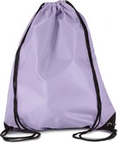 2x stuks sport gymtas/draagtas in kleur lila paars met handig rijgkoord 34 x 44 cm van polyester en verstevigde hoeken