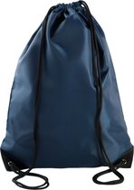 8x stuks sport gymtas/draagtas in kleur navy blauw met handig rijgkoord 34 x 44 cm van polyester en verstevigde hoeken